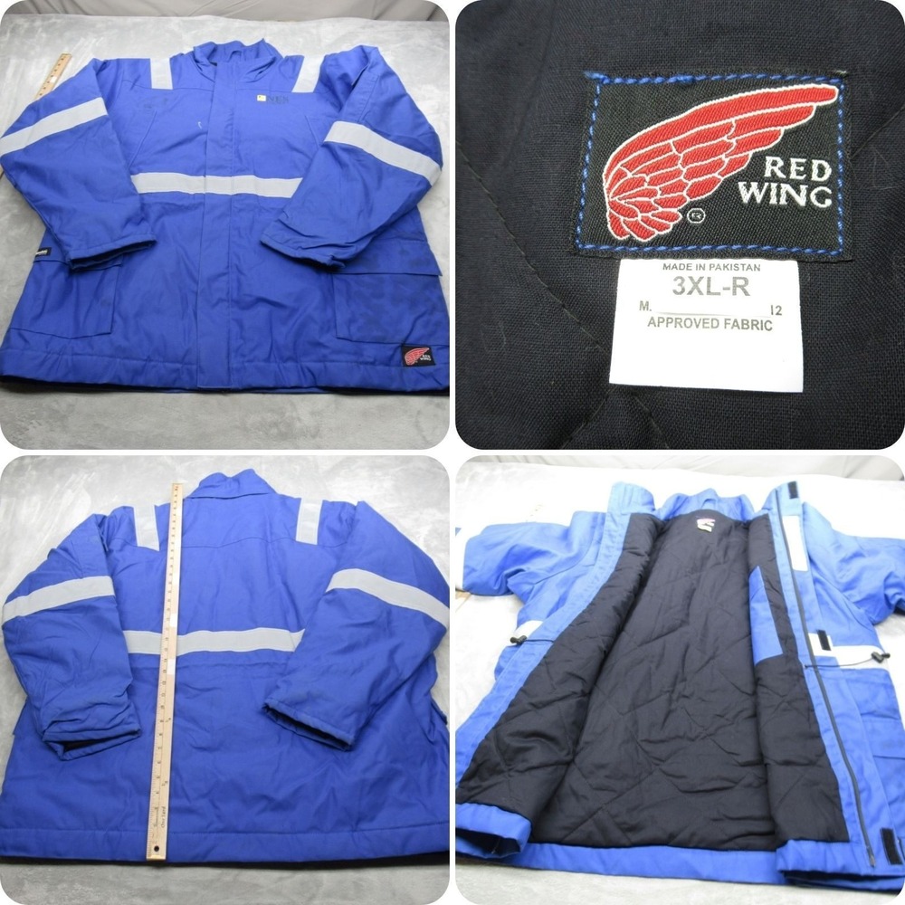 Red Wing FR Jacket Mens 3XL Blue Flame Resistant Reflective Canvas FullZip RARE
